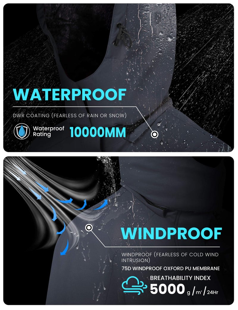 WULFUL Women's Waterproof Ski Jacket Warm Winter Coats Windproof Winter Jackets for Women Fleece Lined Windbreaker with Hood - Image 3